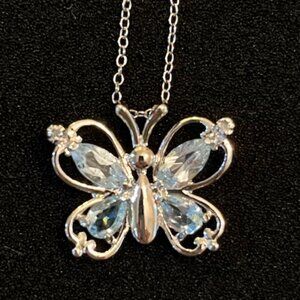 BLUE TOPAZ | Butterfly Sterling Silver Necklace-NWT